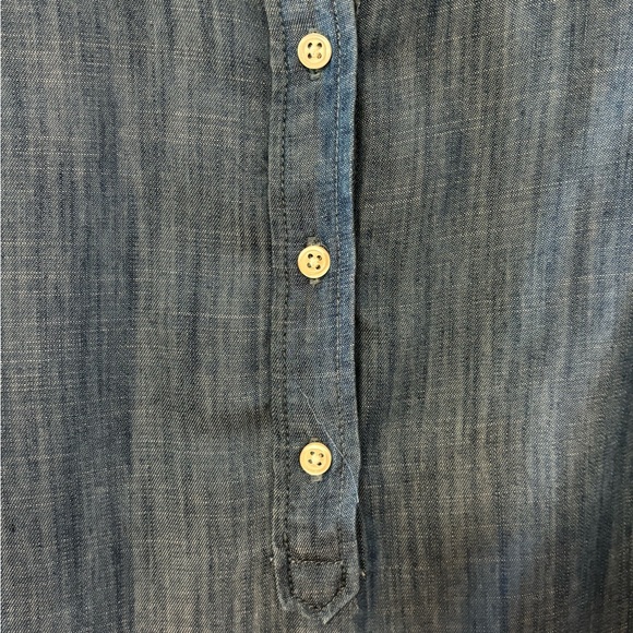 Talbots Button Detail Tencel Chambray Popover Tunic Top - Picture 2 of 13